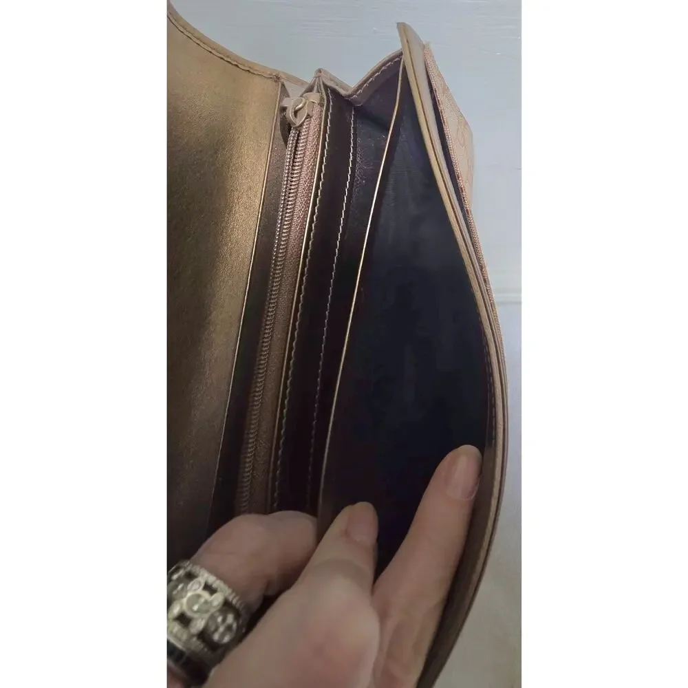 Gucci Women’s Metallic Brown GG Logo Continental Wallet Heart & Bit w/COA